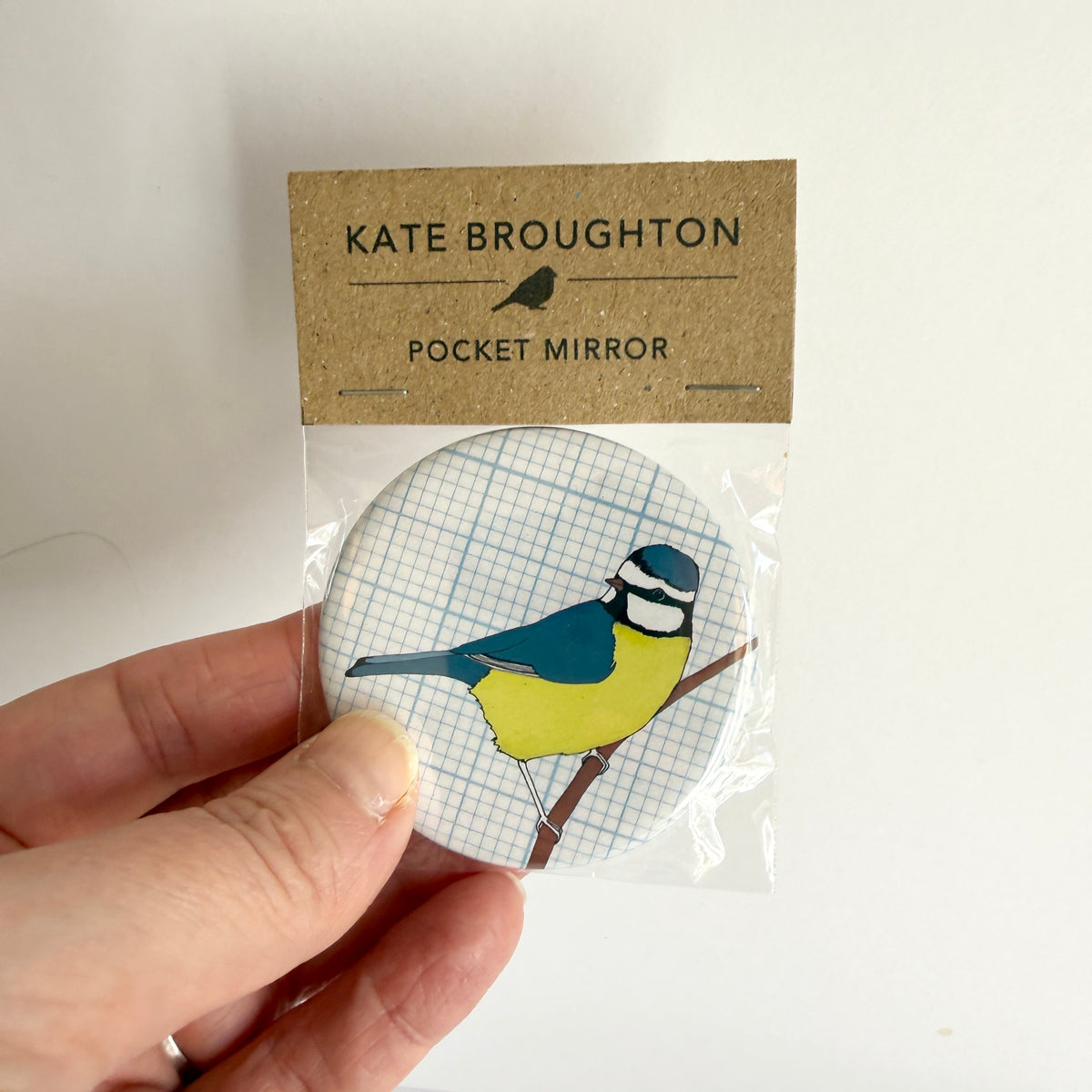 Blue tit pocket mirror - SECONDS SALE - discontinued