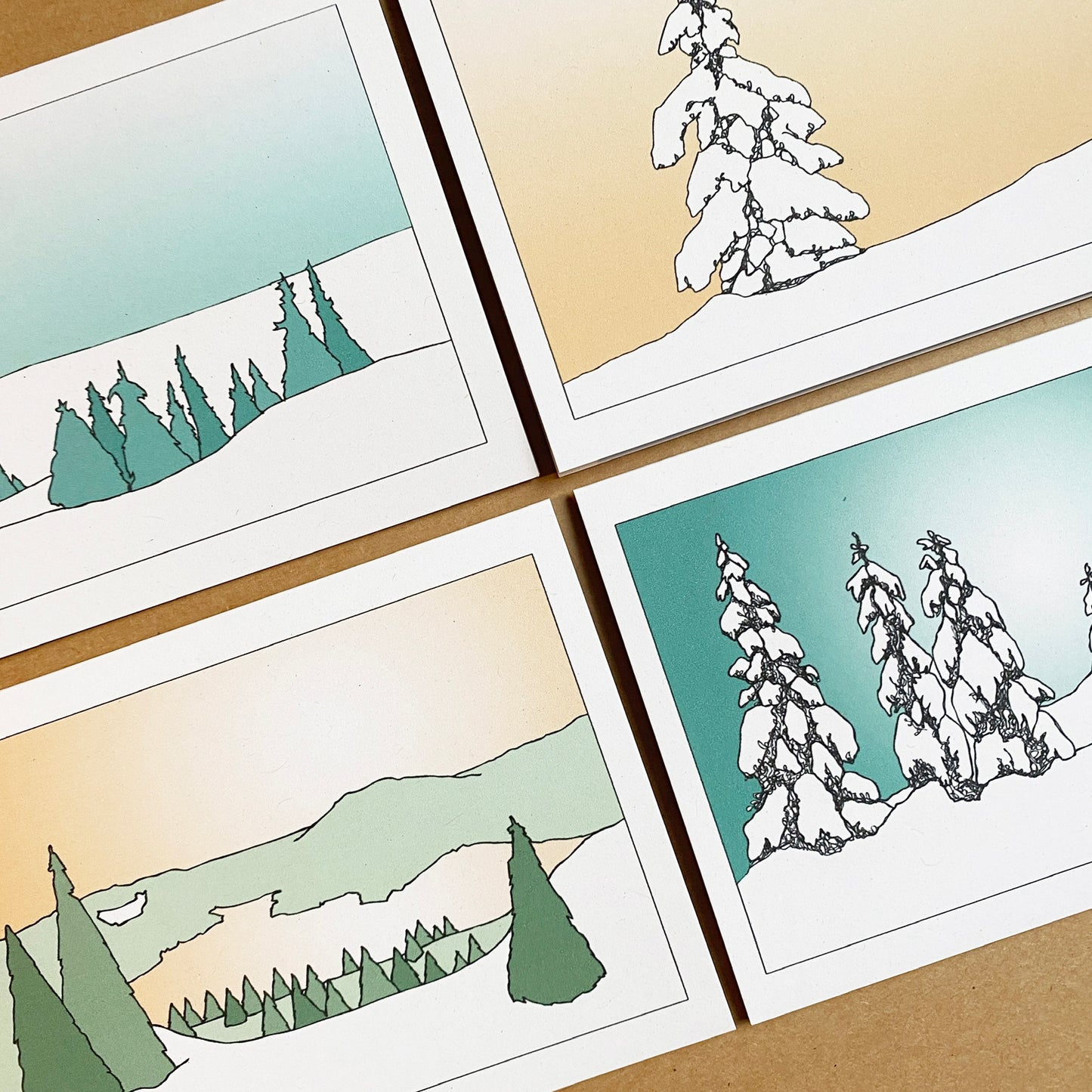 Norway Landscape Cards - pack of 4 - katebroughton