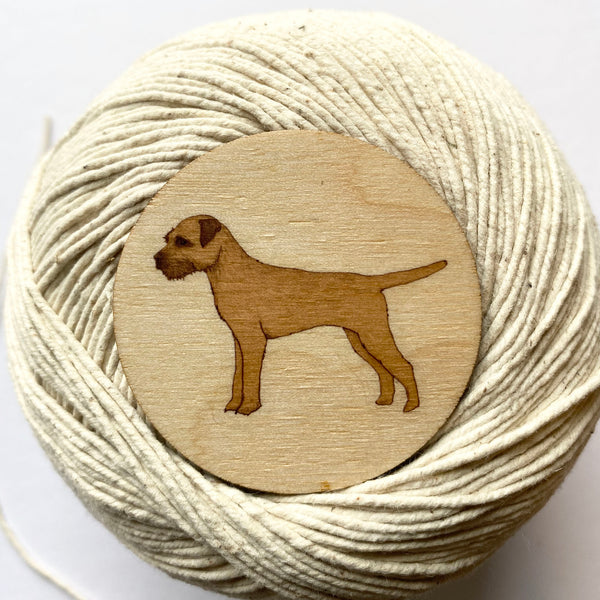 Border Terrier wooden brooch