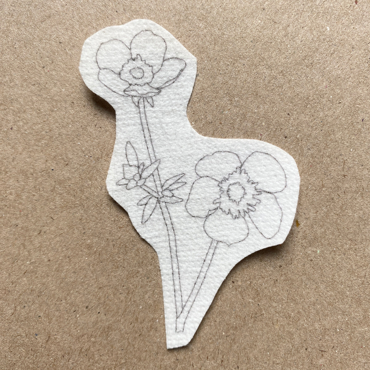 buttercup 'stick and stitch' embroidery design katebroughton