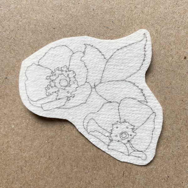 Dog rose 'stick and stitch' embroidery design
