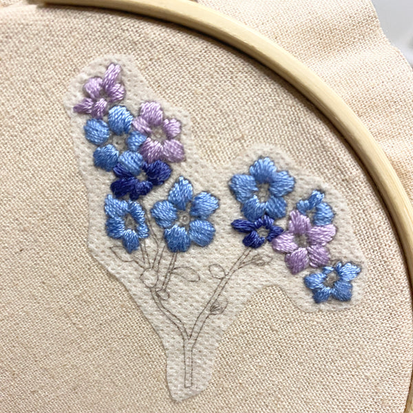 Forget me not 'stick and stitch' embroidery design