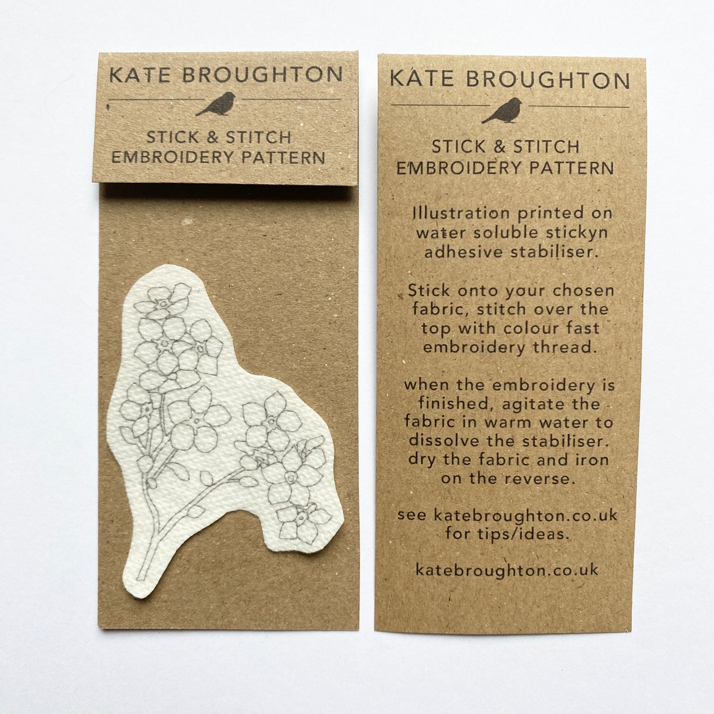 Forget me not 'stick and stitch' embroidery design - katebroughton