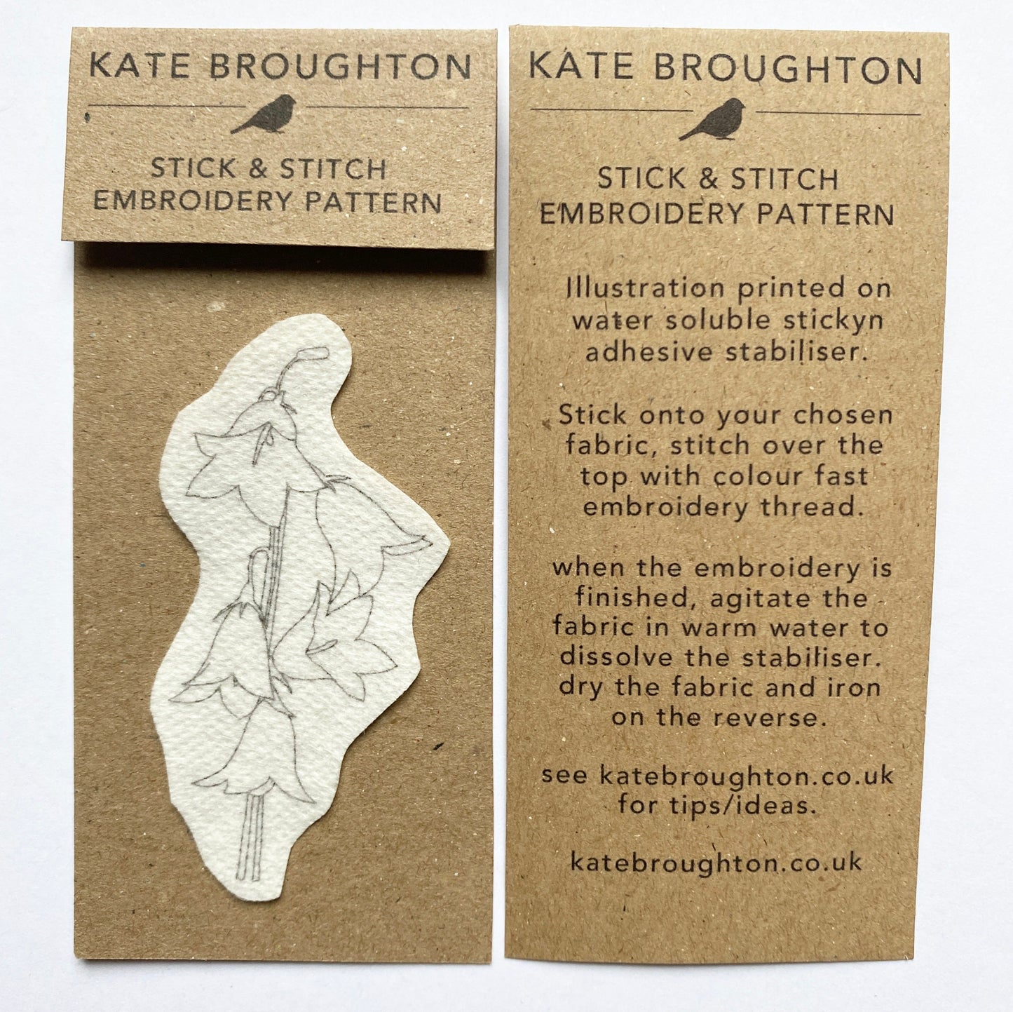 Harebell 'stick and stitch' embroidery design