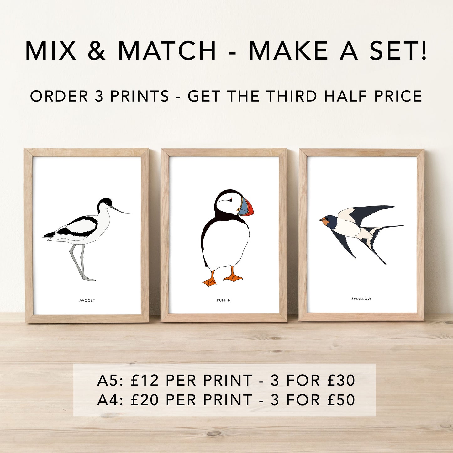 Goosander bird print