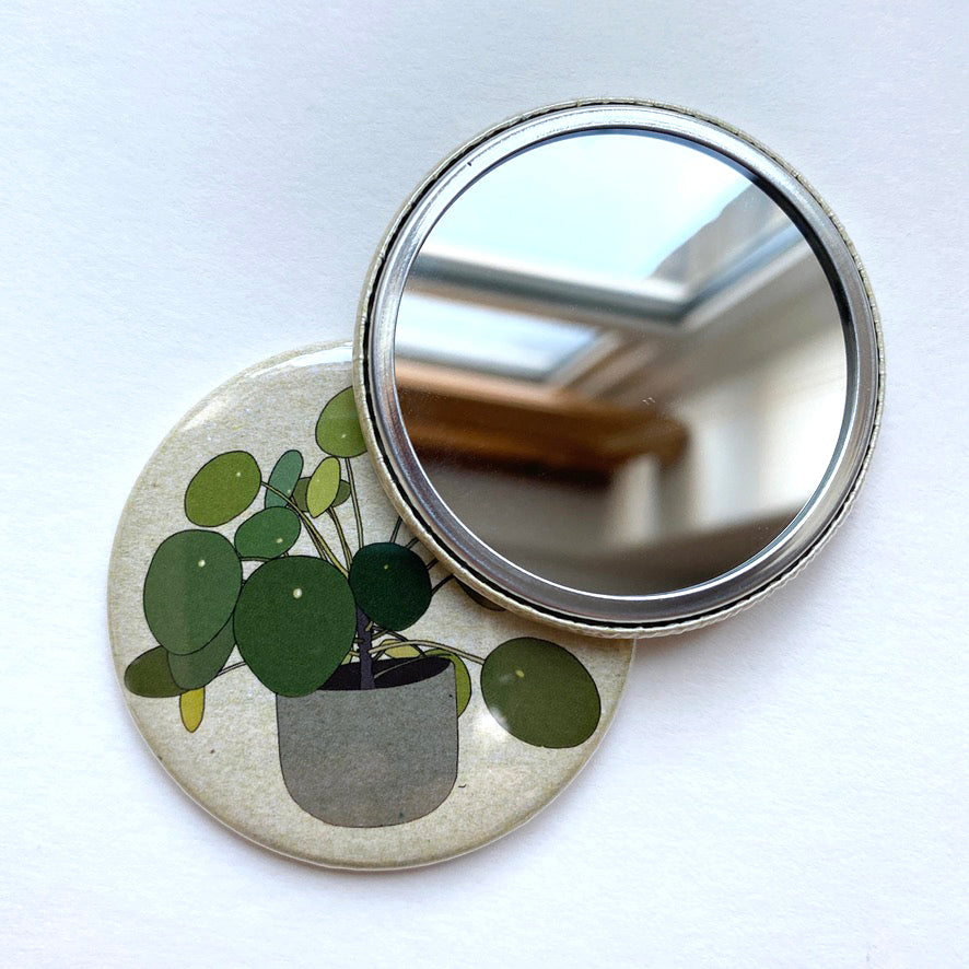 Pilea house plant pocket mirror