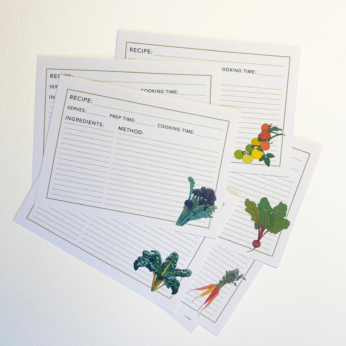 Illustrated recipe cards
