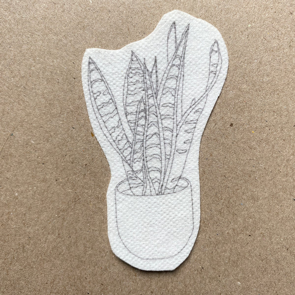 Snake plant 'stick and stitch' embroidery design