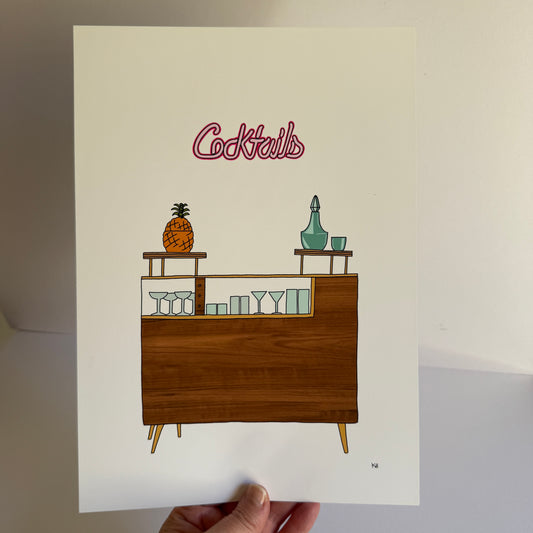 Cocktail bar A4 print - SECONDS SALE - minor imperfection
