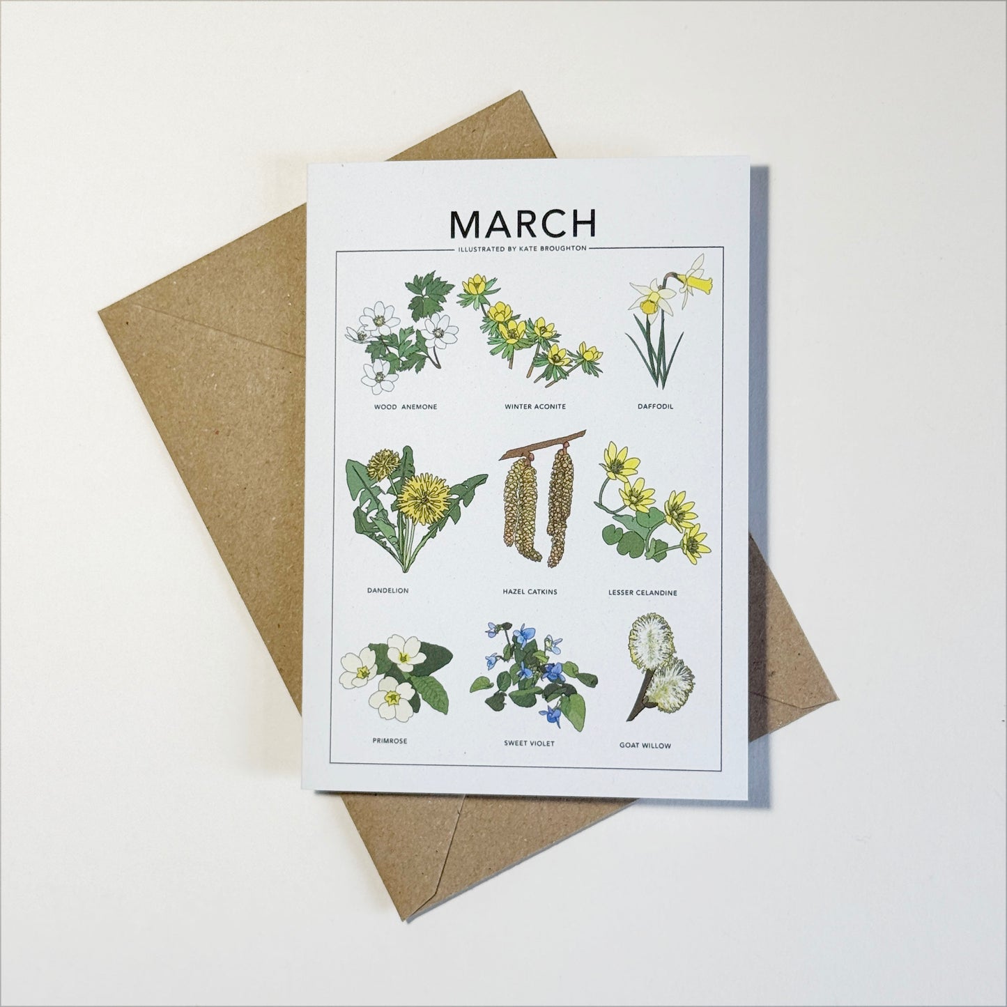 Illustrated month card - seasonal wild plants & flowers