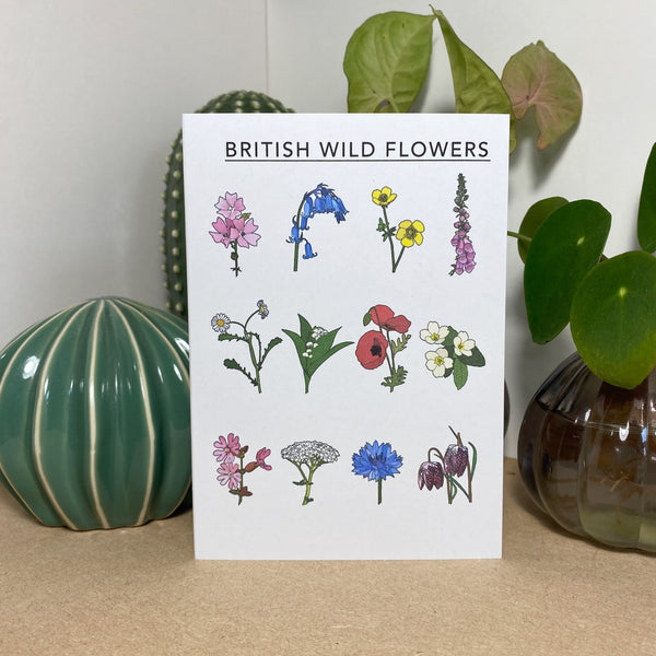 British Wild Flowers Illustrated Card