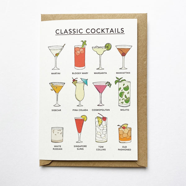 Classic Cocktails Illustrated Card