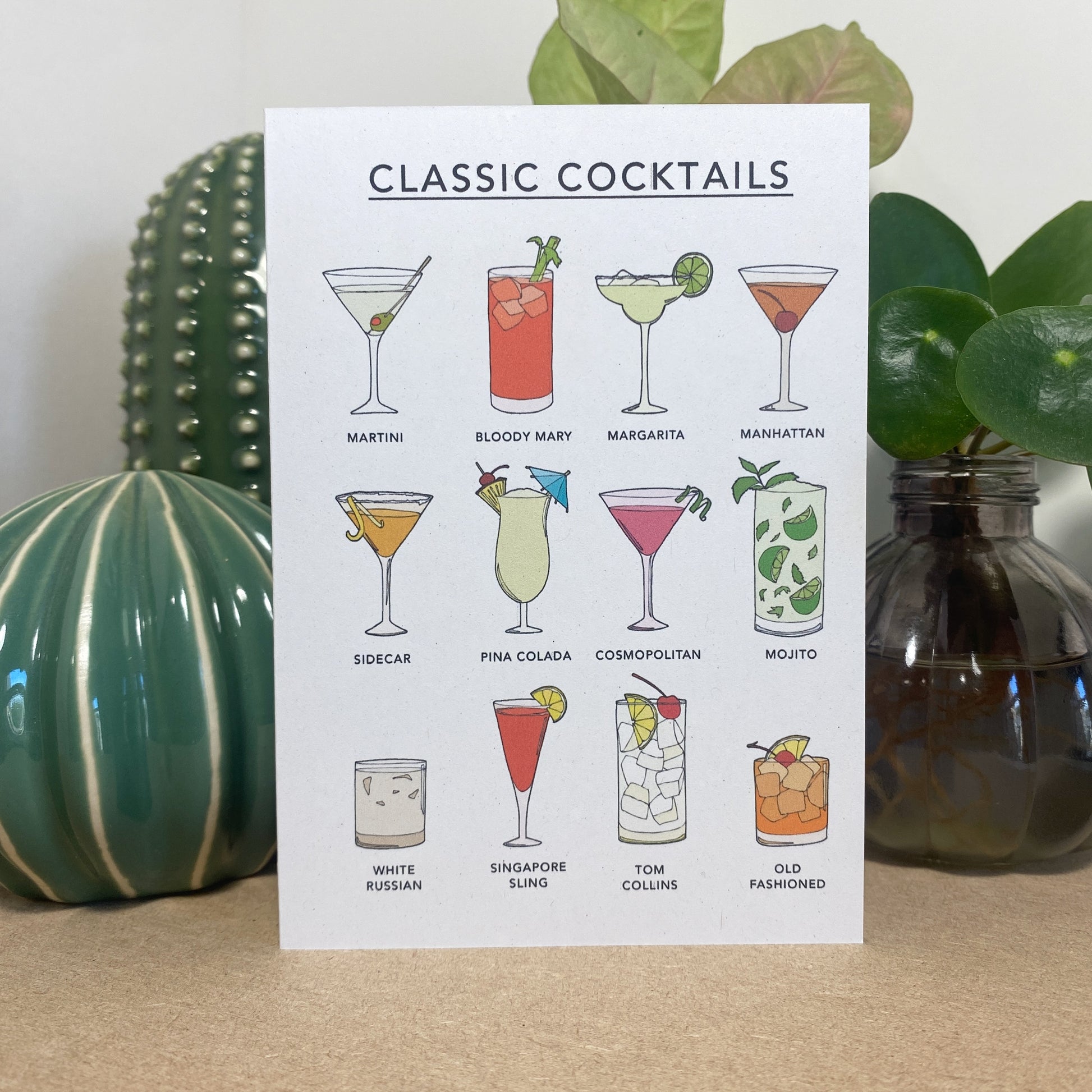 Classic Cocktails Illustrated Card - katebroughton
