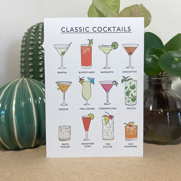 Classic Cocktails Illustrated Card