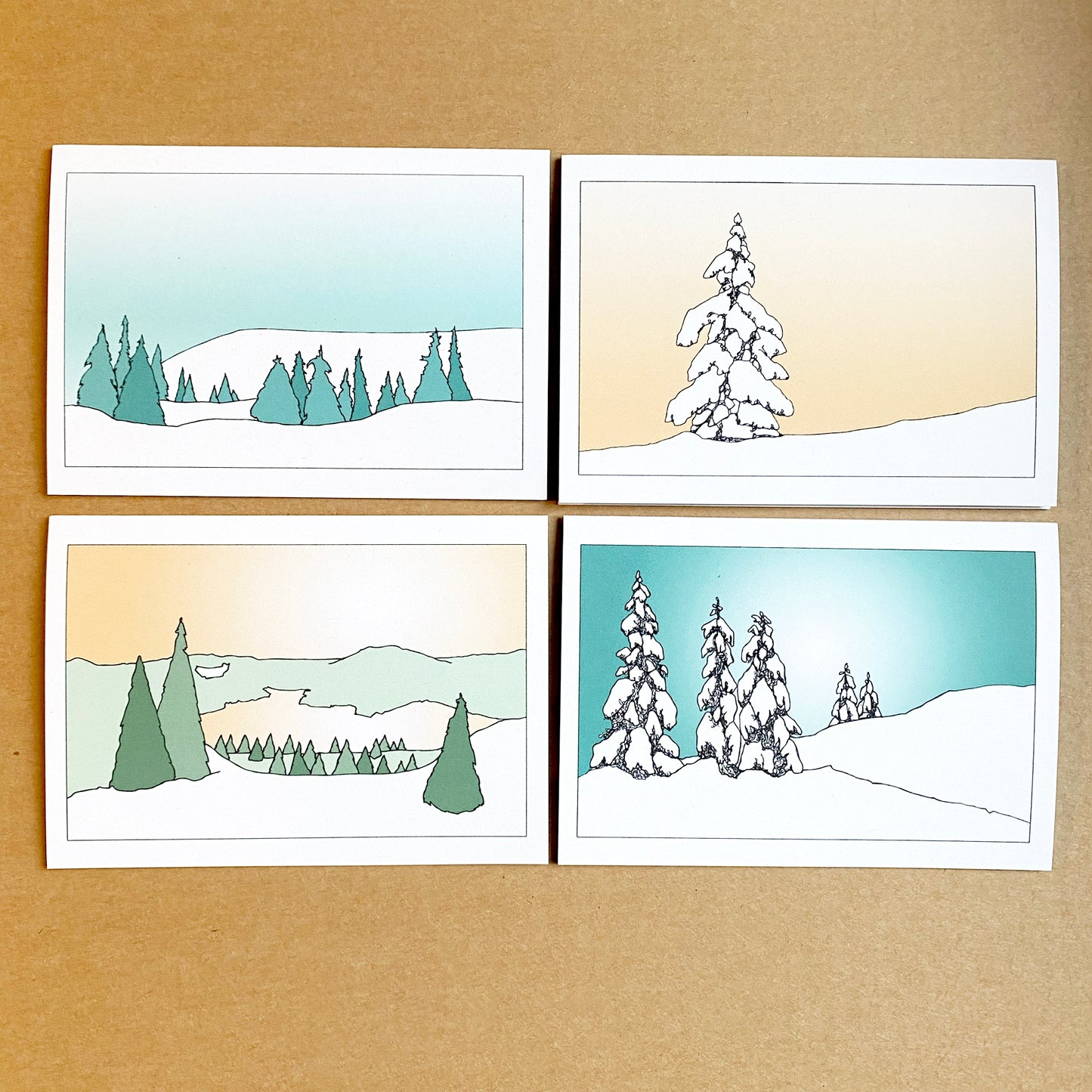 Norway Landscape Cards - pack of 4 - katebroughton