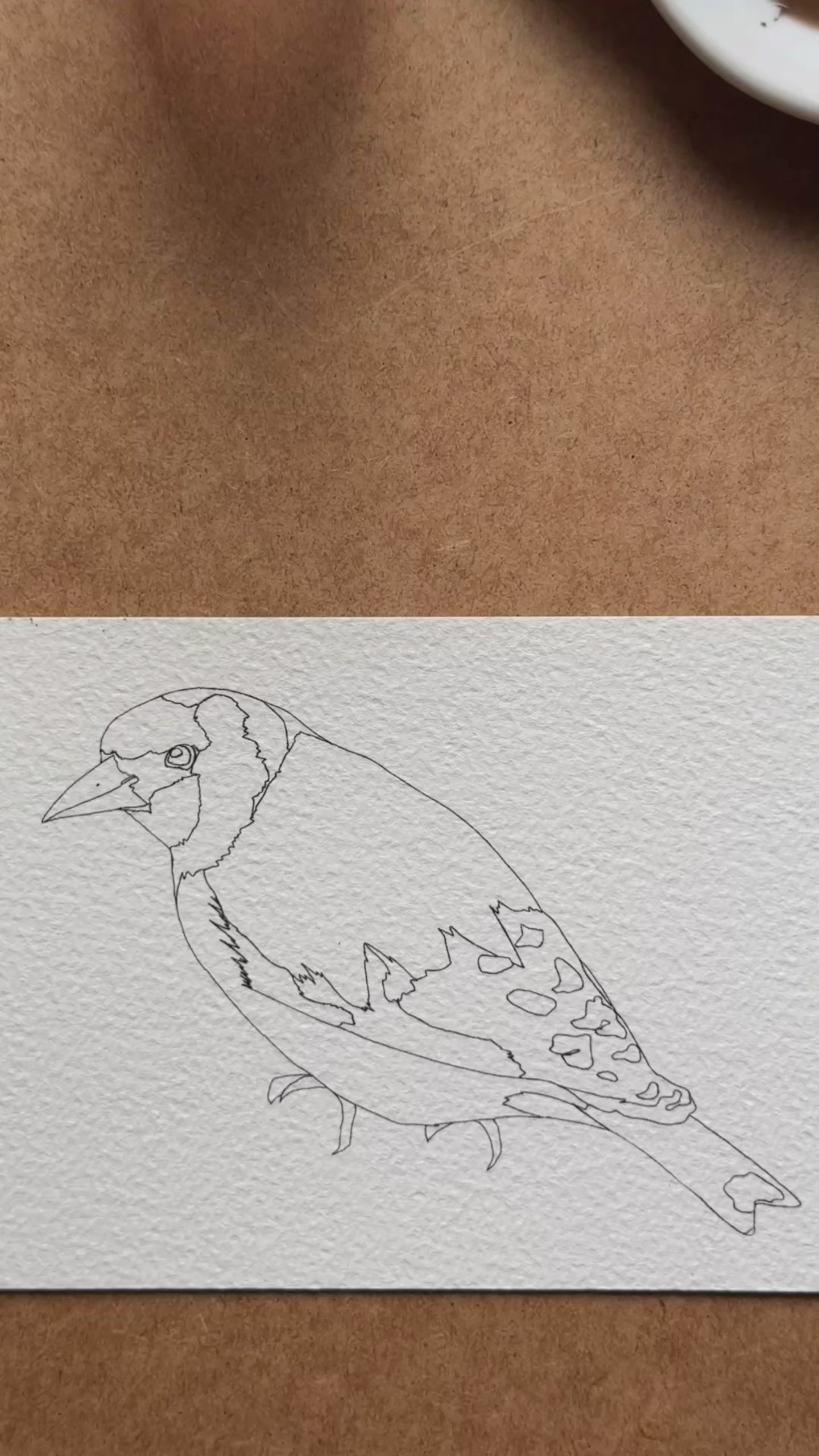 goldfinch being painted with watercolour paints