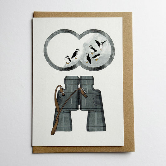 Watching Puffins Card