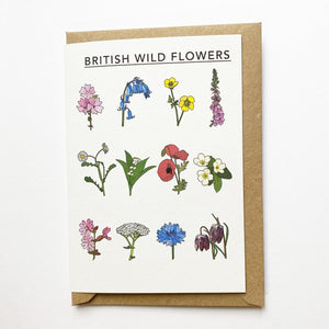 British Wild Flowers Illustrated Card