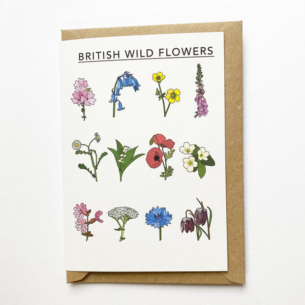 British Wild Flowers Illustrated Card