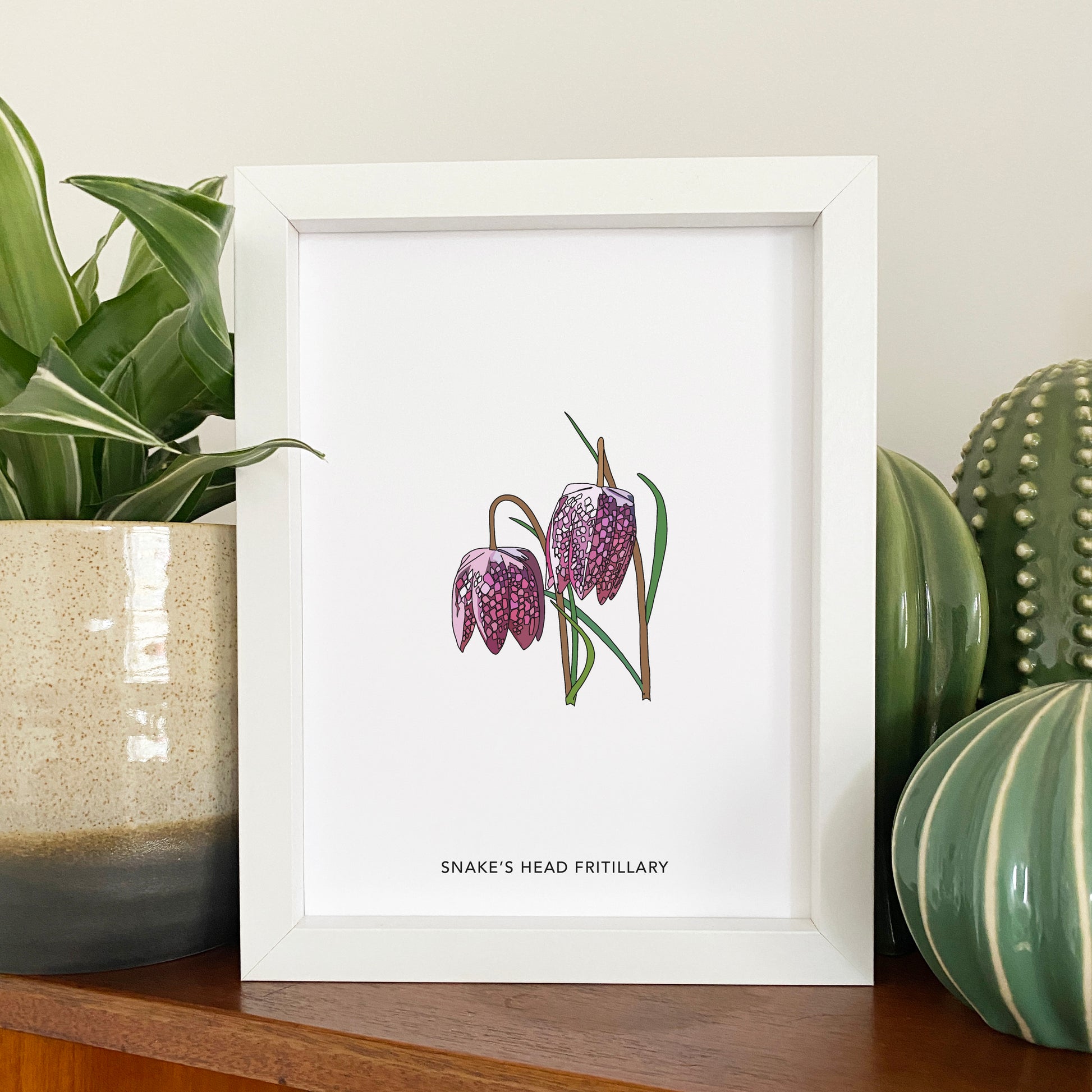 Snake's Head Fritillary wildflower print - katebroughton