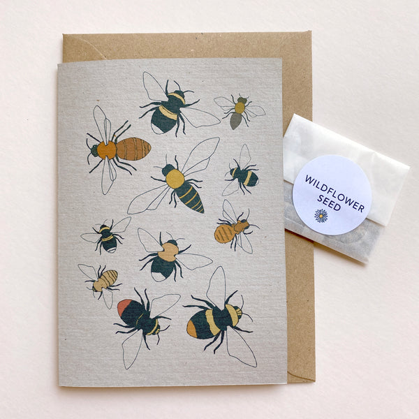 Bee card (with wildflower seed)