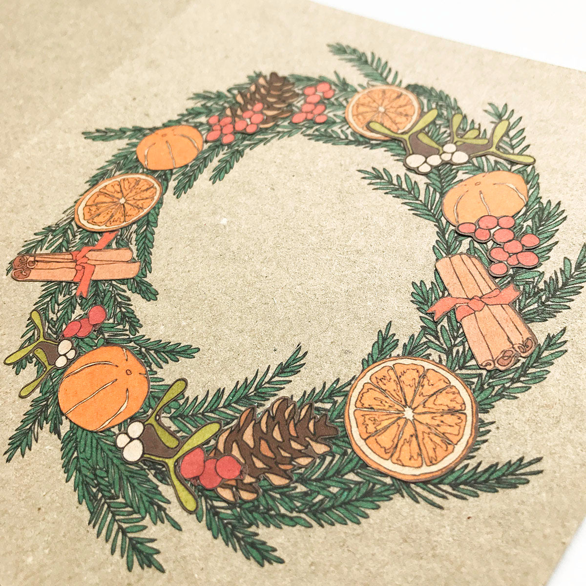 DIY Christmas Wreath Sticker Card - katebroughton