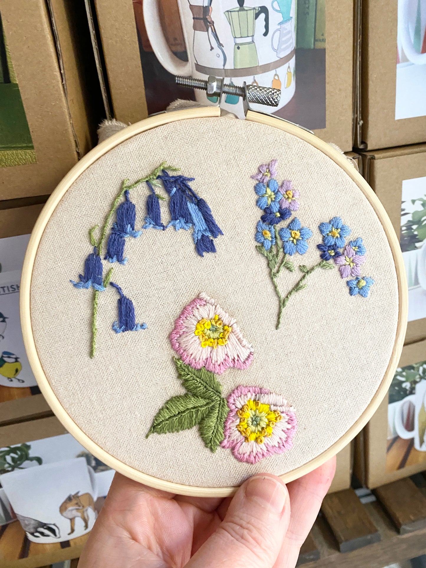 Forget me not 'stick and stitch' embroidery design - katebroughton