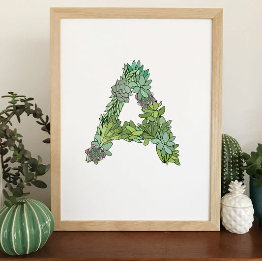 Succulent Initial Print