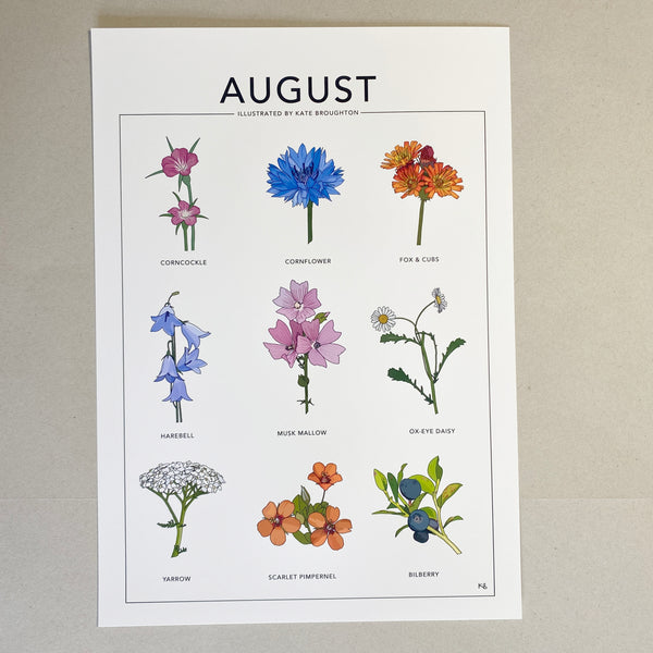 August wildflower nature print