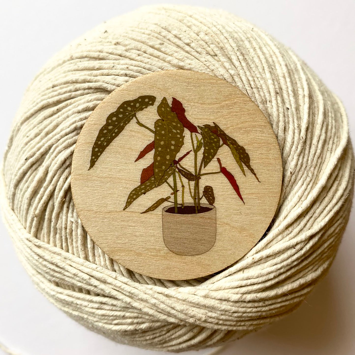 Begonia plant wooden brooch - katebroughton