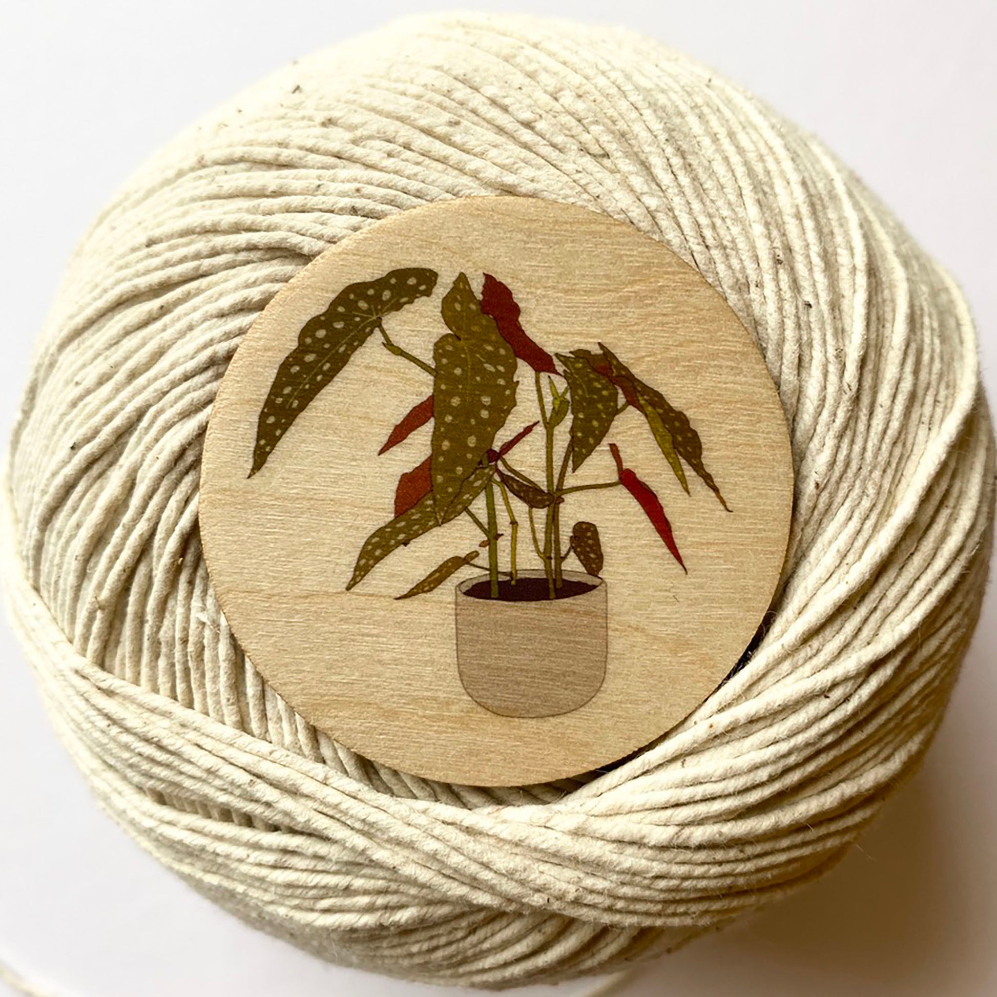 Begonia plant wooden brooch - katebroughton