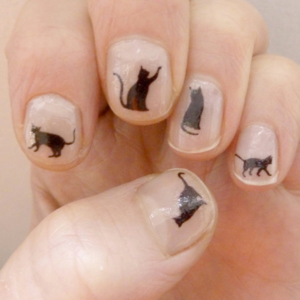 Cat Nail Art Transfers on bare nails - katebroughton
