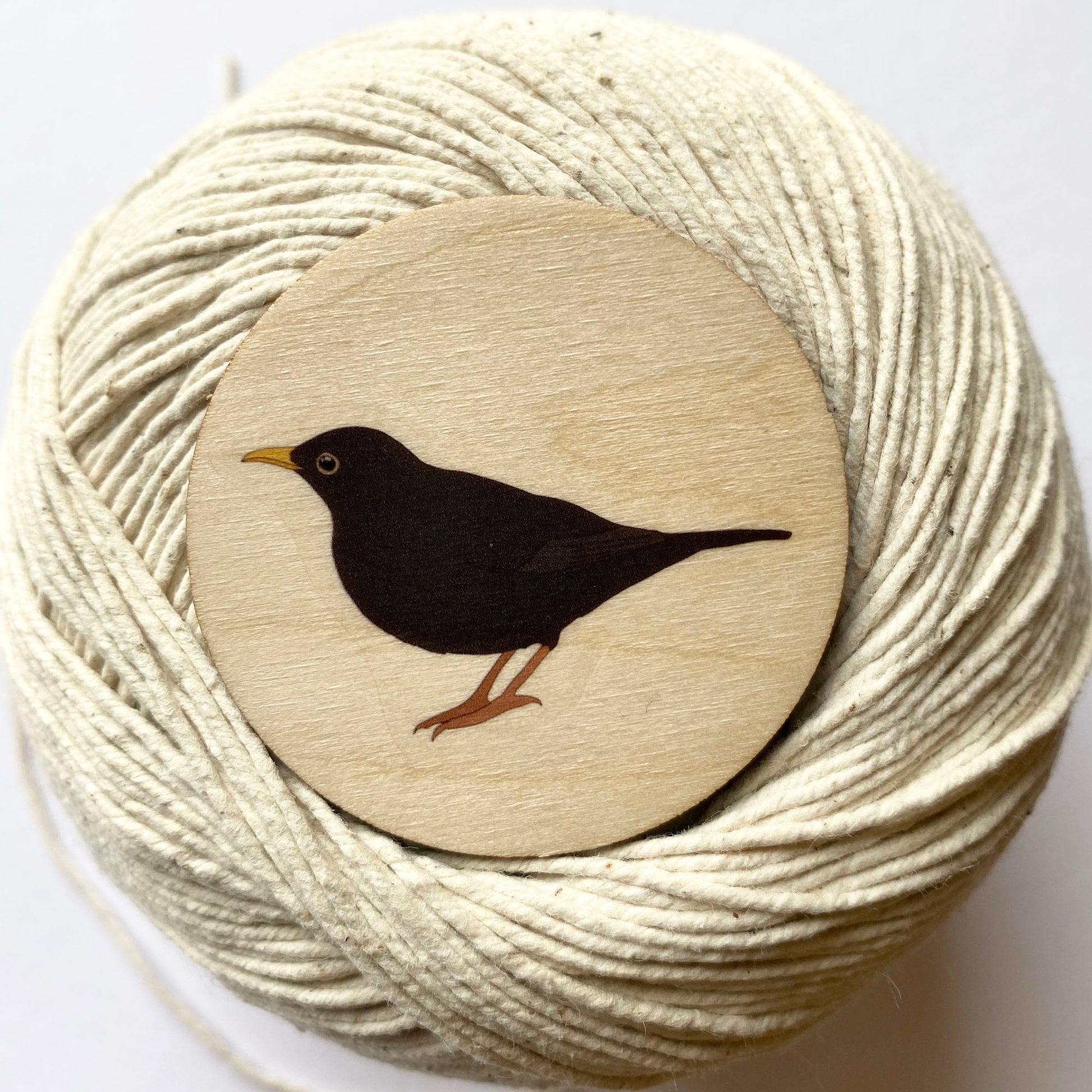 Blackbird wooden brooch - katebroughton