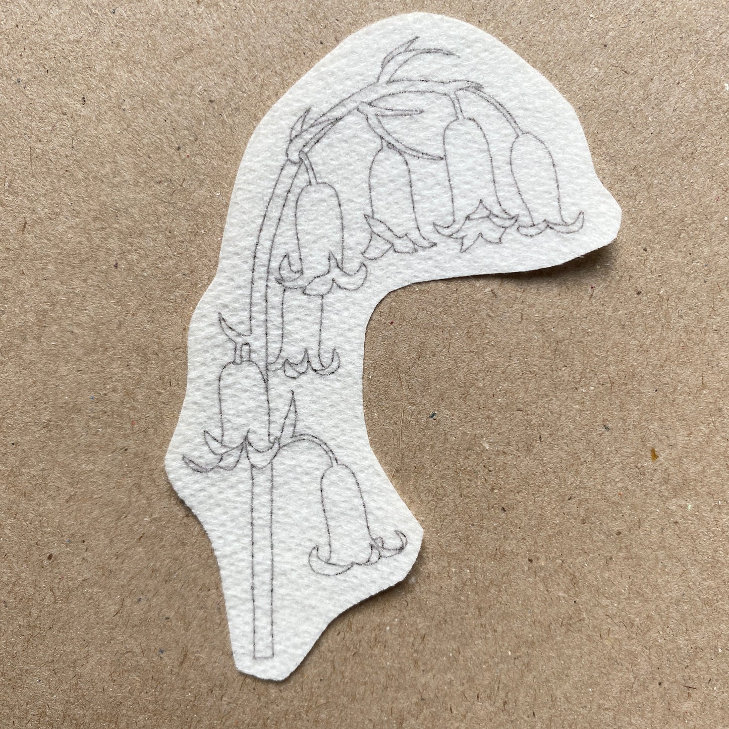 Bluebell 'stick and stitch' embroidery design