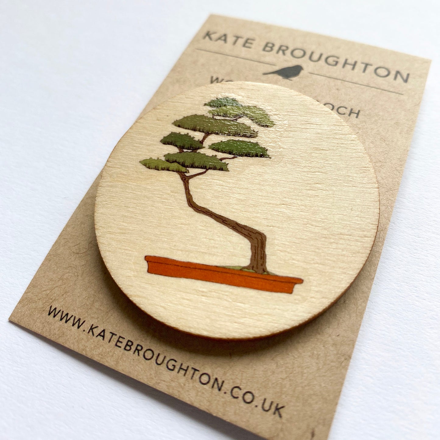 Bonsai tree wooden brooch - katebroughton