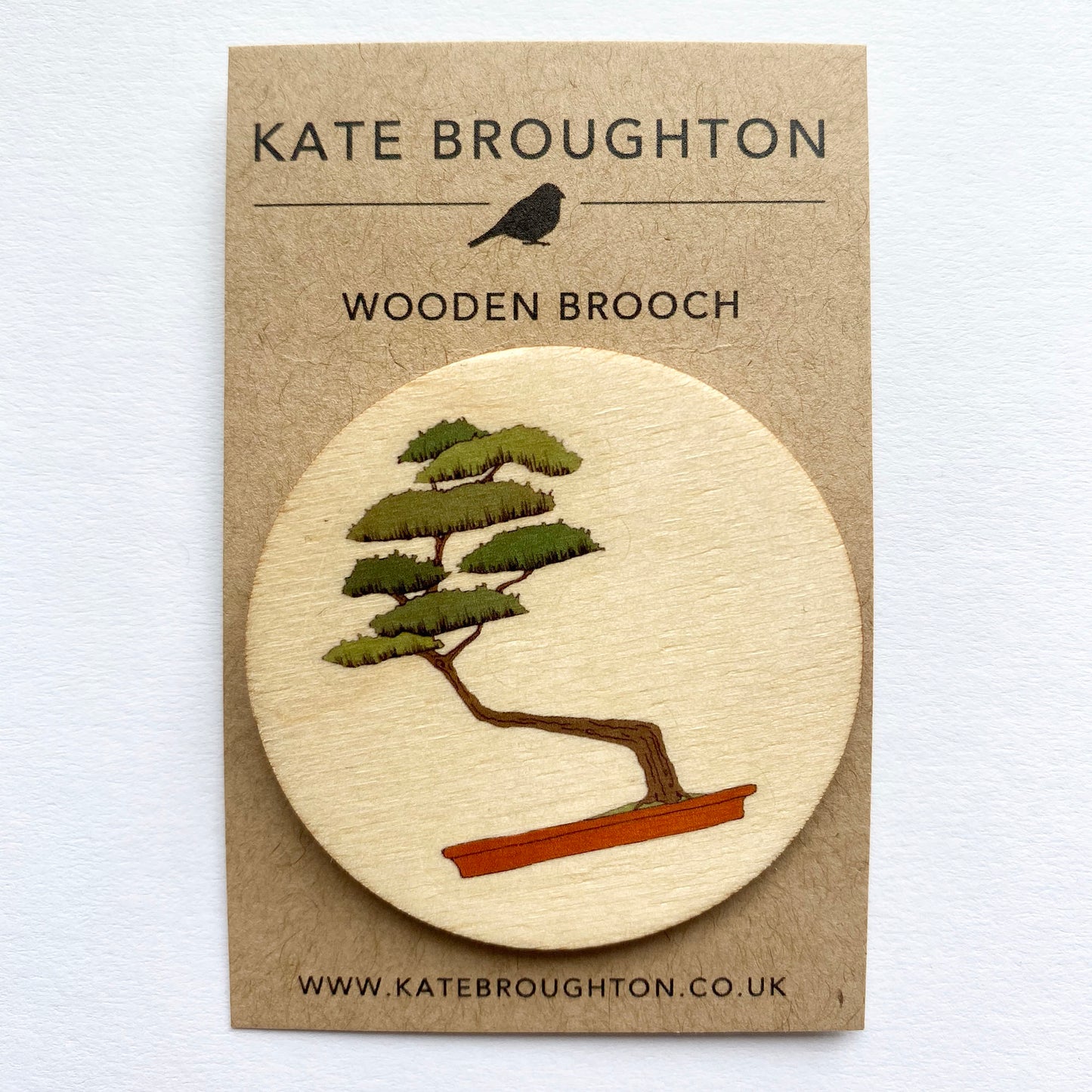 Bonsai tree wooden brooch - katebroughton