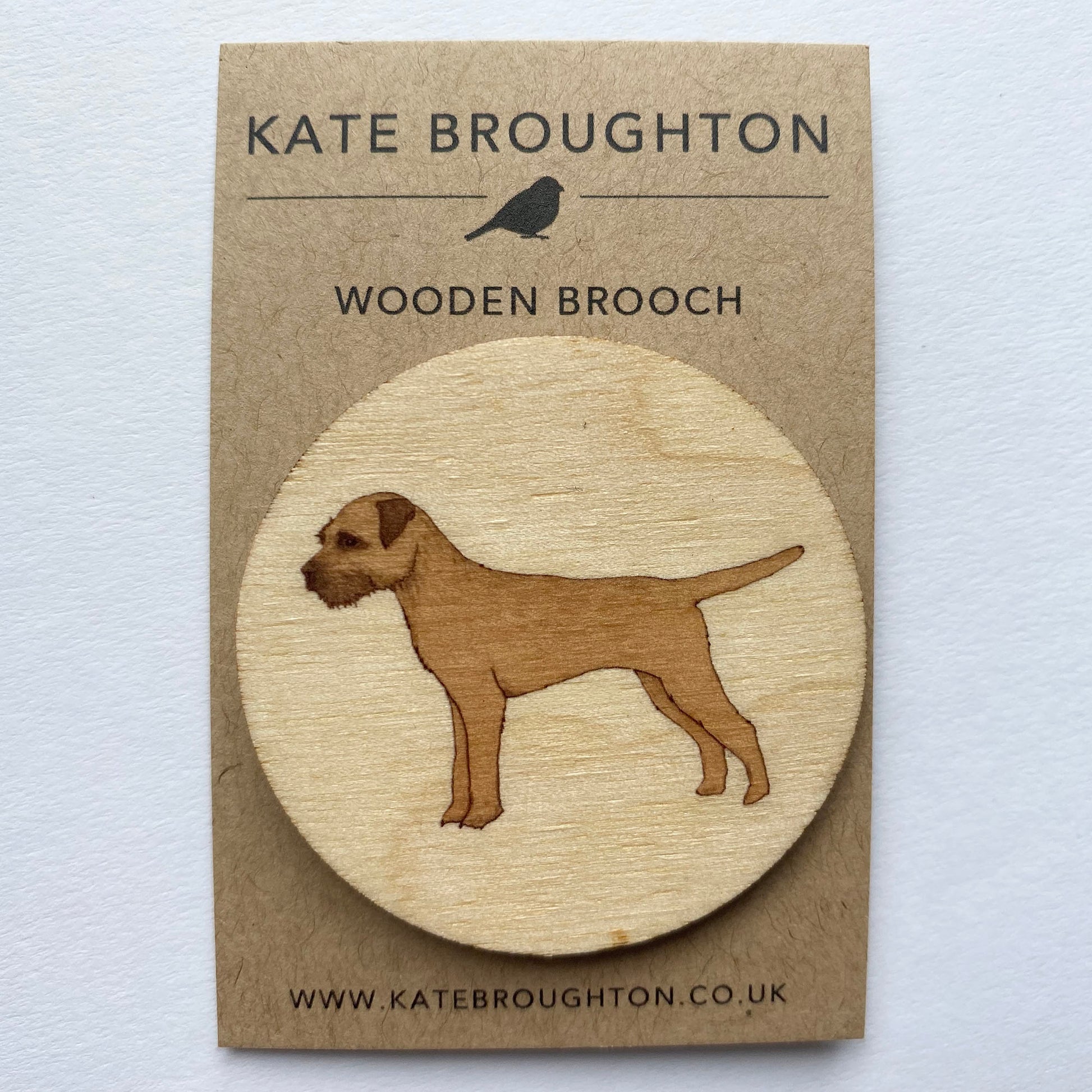 Border Terrier wooden brooch - katebroughton