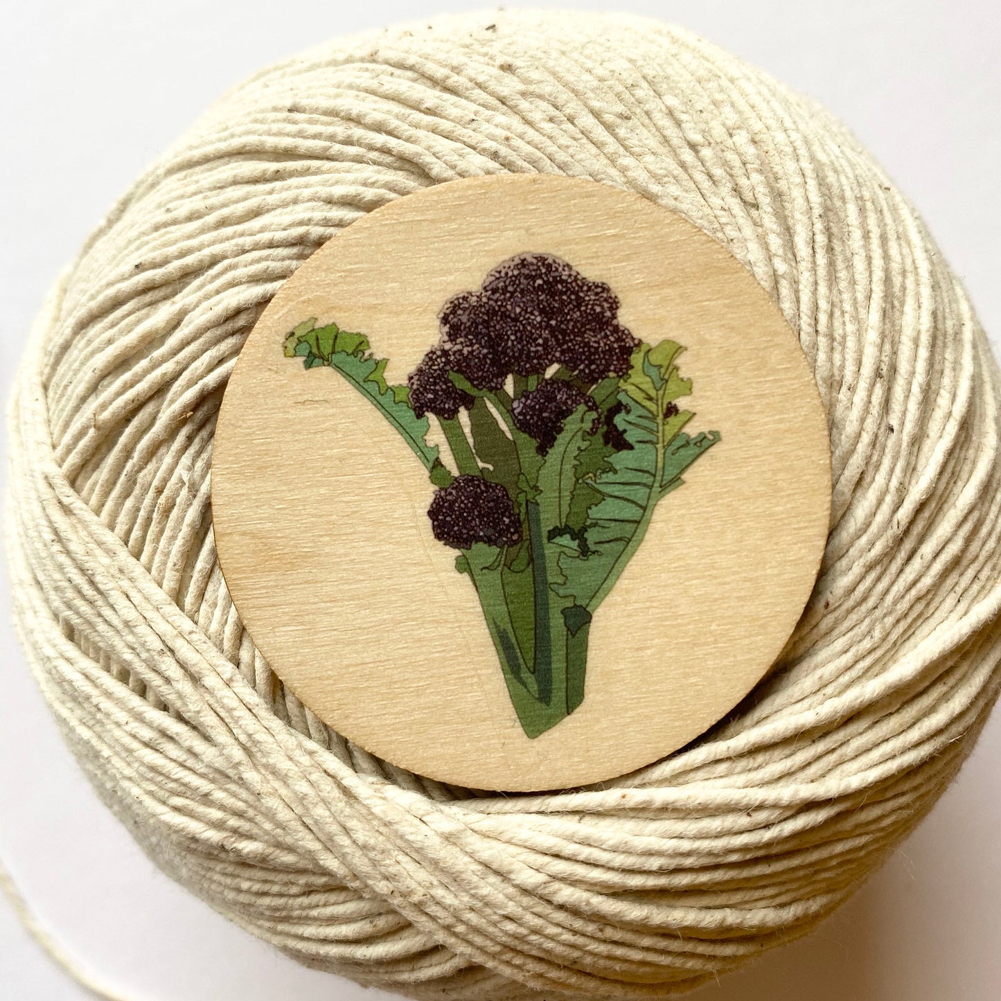 Purple Sprouting Broccoli wooden brooch - katebroughton