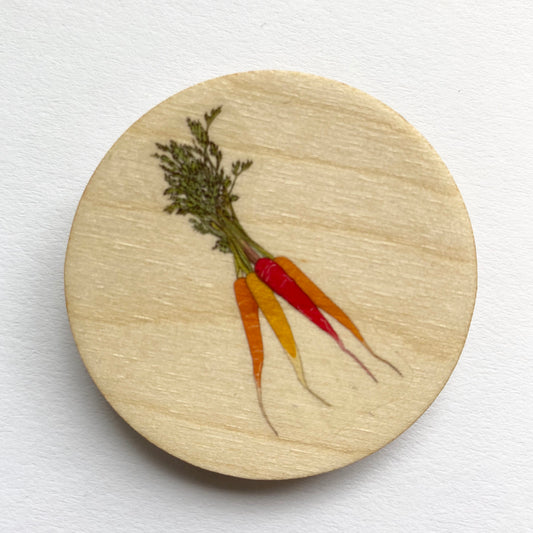 Carrot wooden brooch