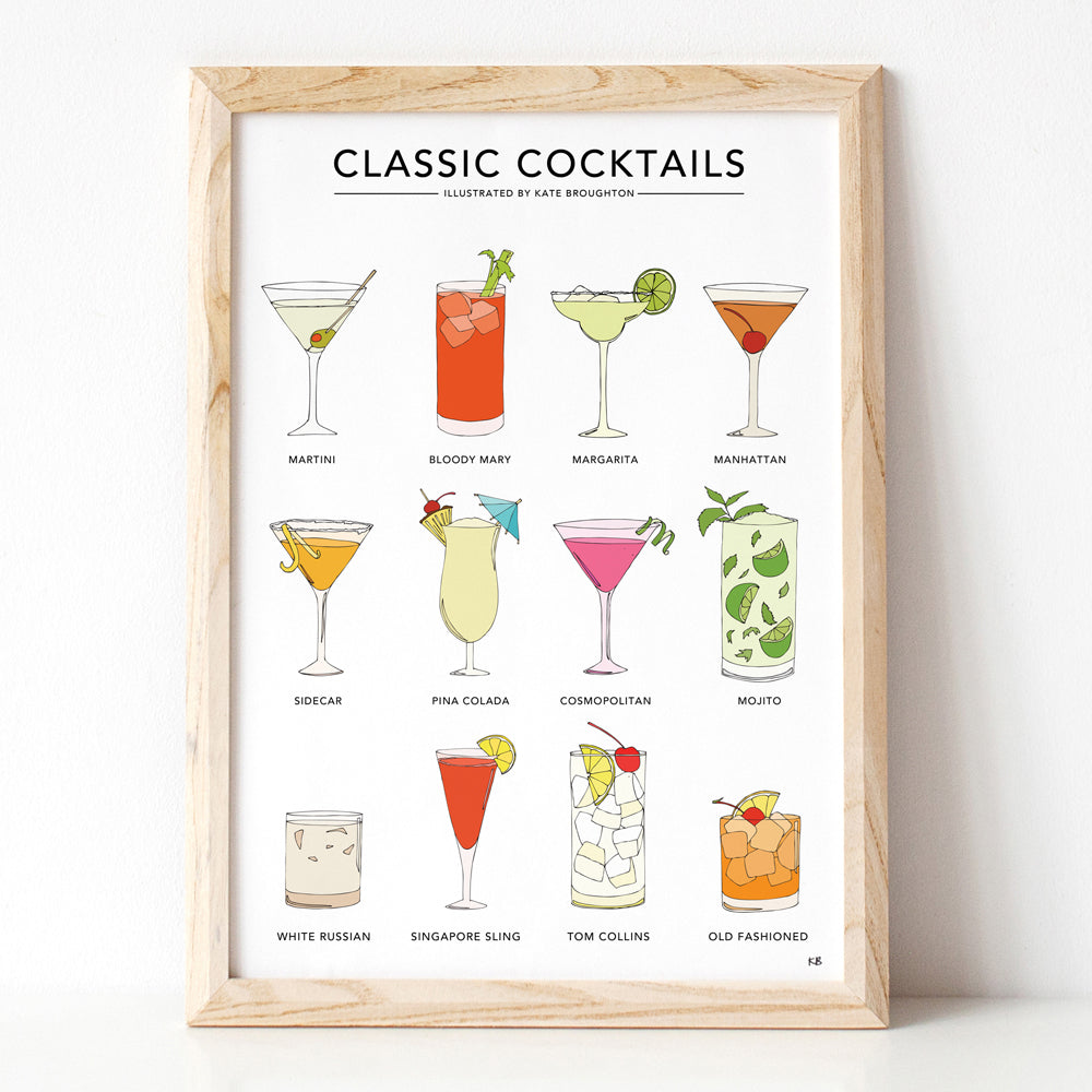 Classic Cocktails Print - katebroughton