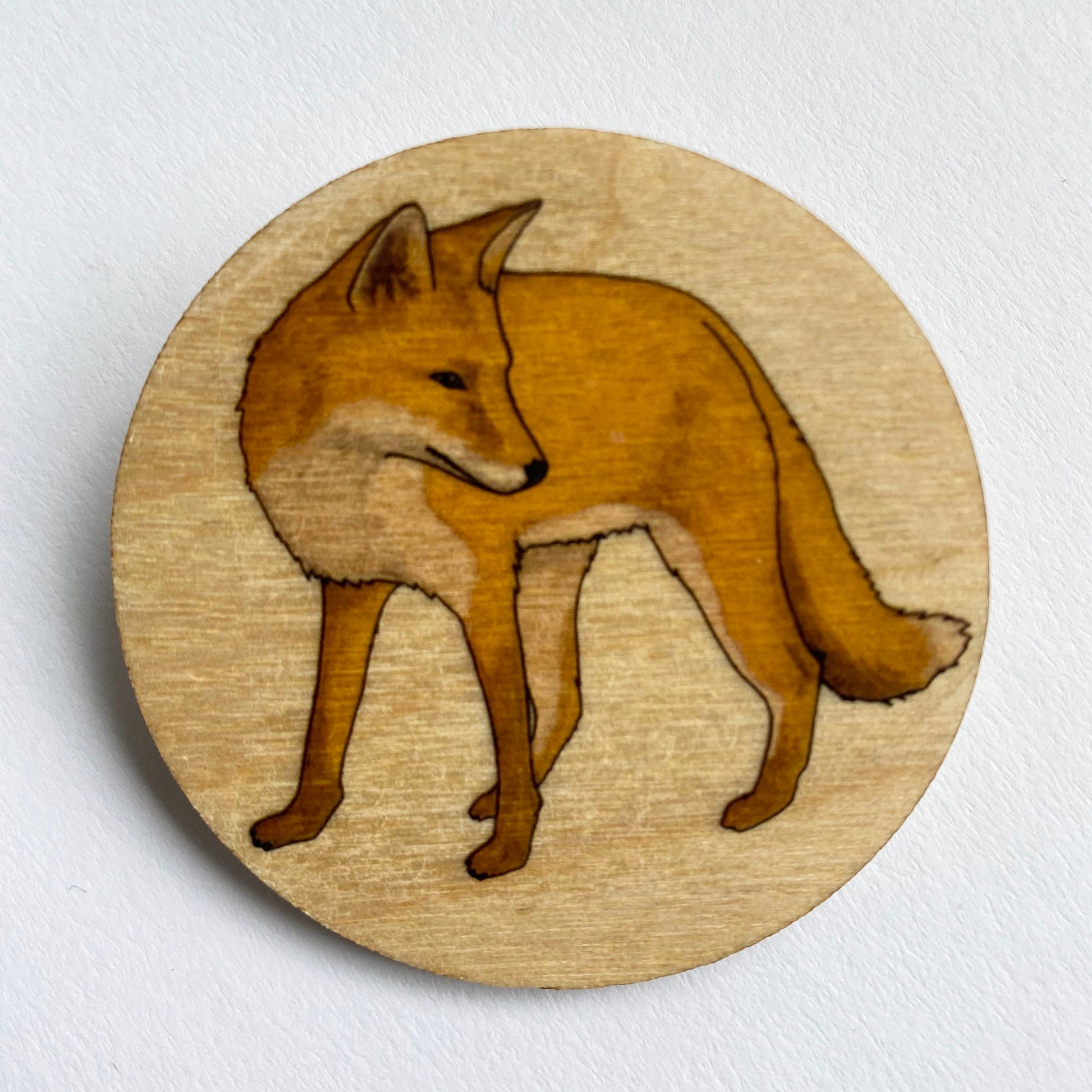 Fox wooden brooch - katebroughton