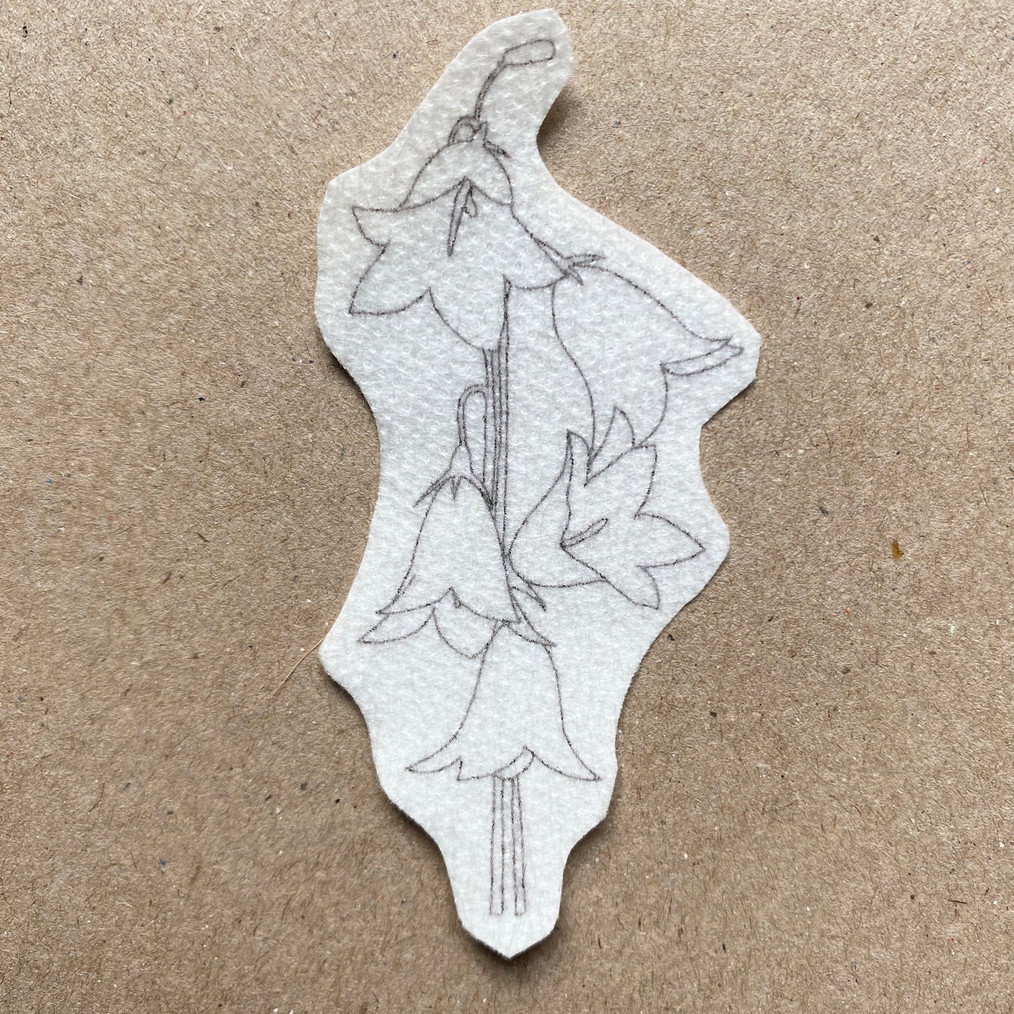 Harebell 'stick and stitch' embroidery design