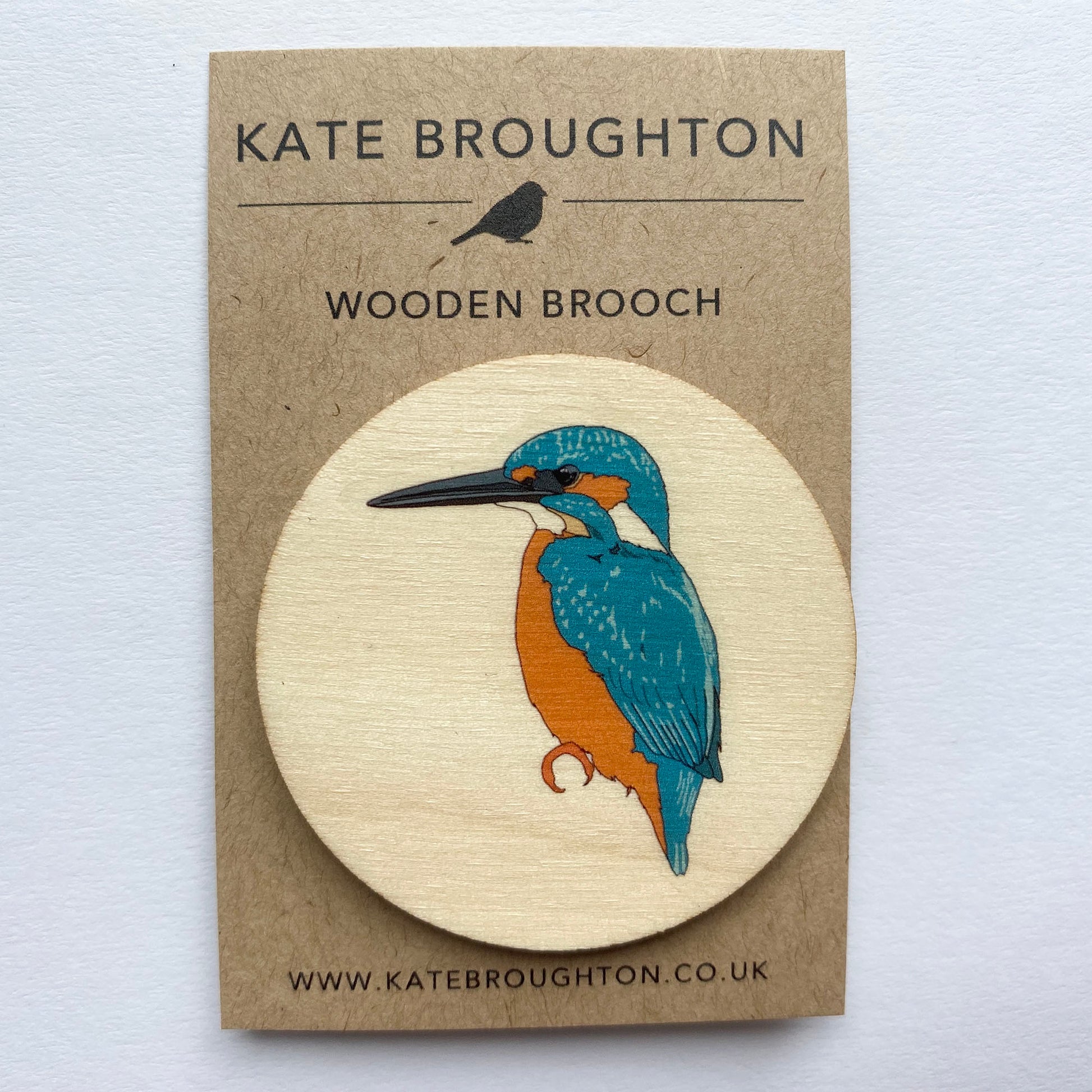 Kingfisher wooden brooch - katebroughton