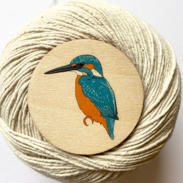 Kingfisher wooden brooch