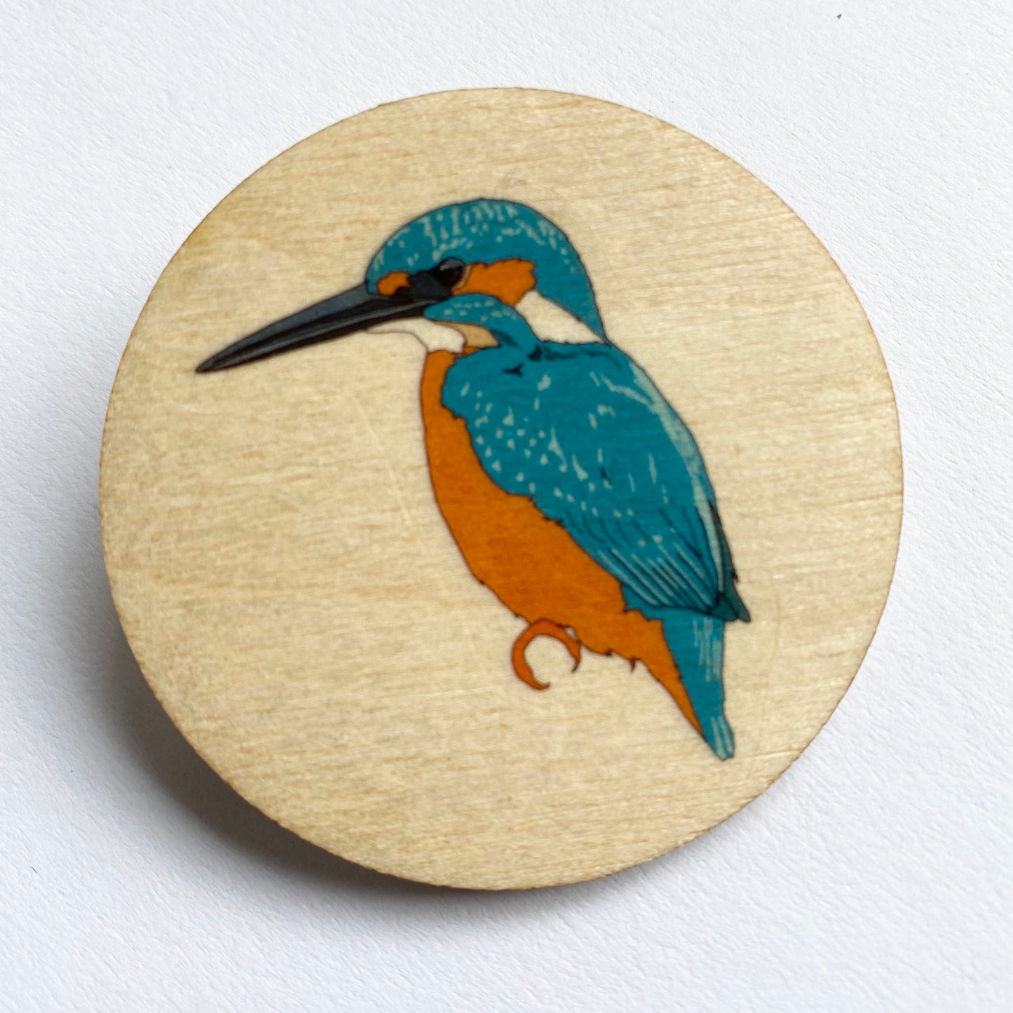 Kingfisher wooden brooch - katebroughton