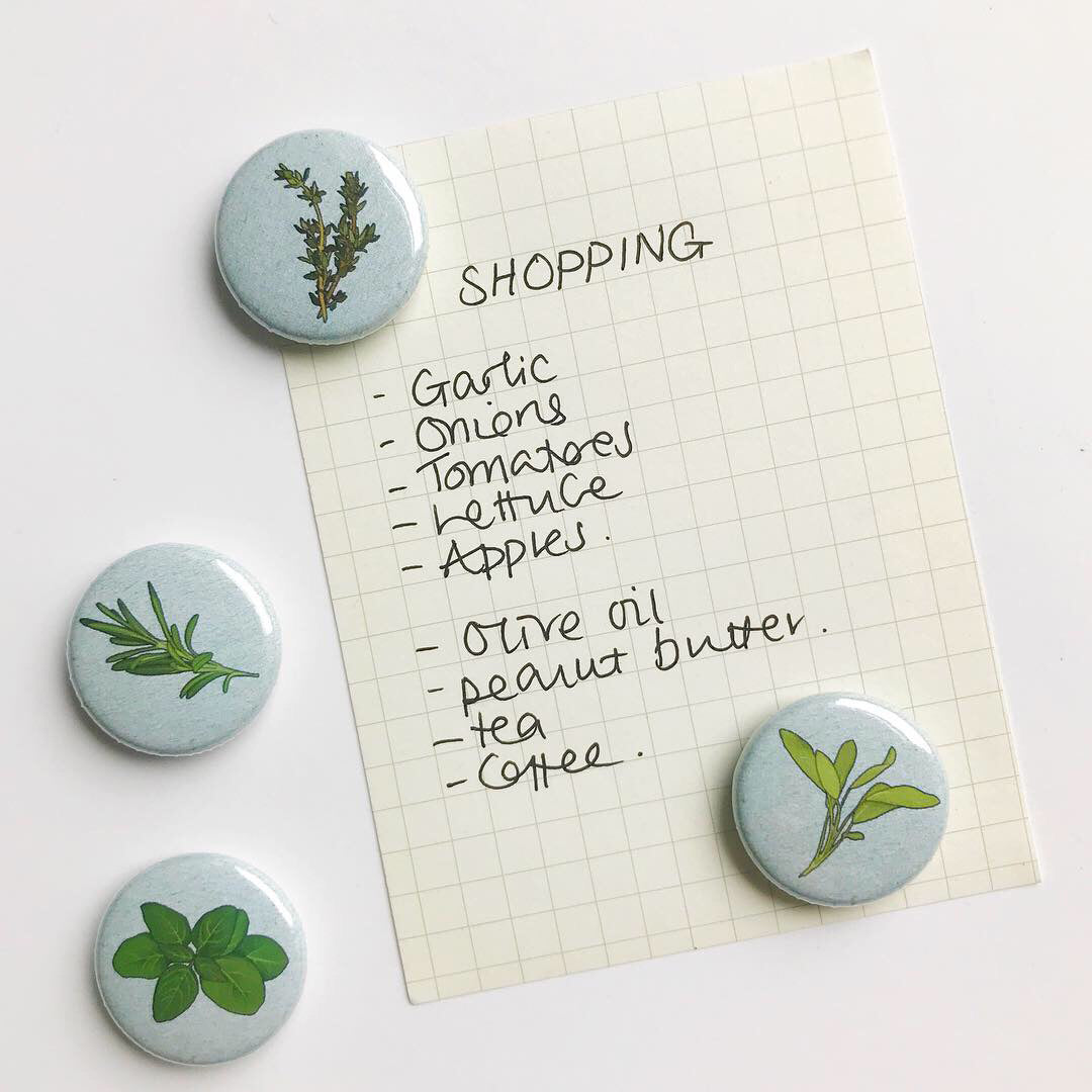Kitchen Herb Fridge Magnets - katebroughton