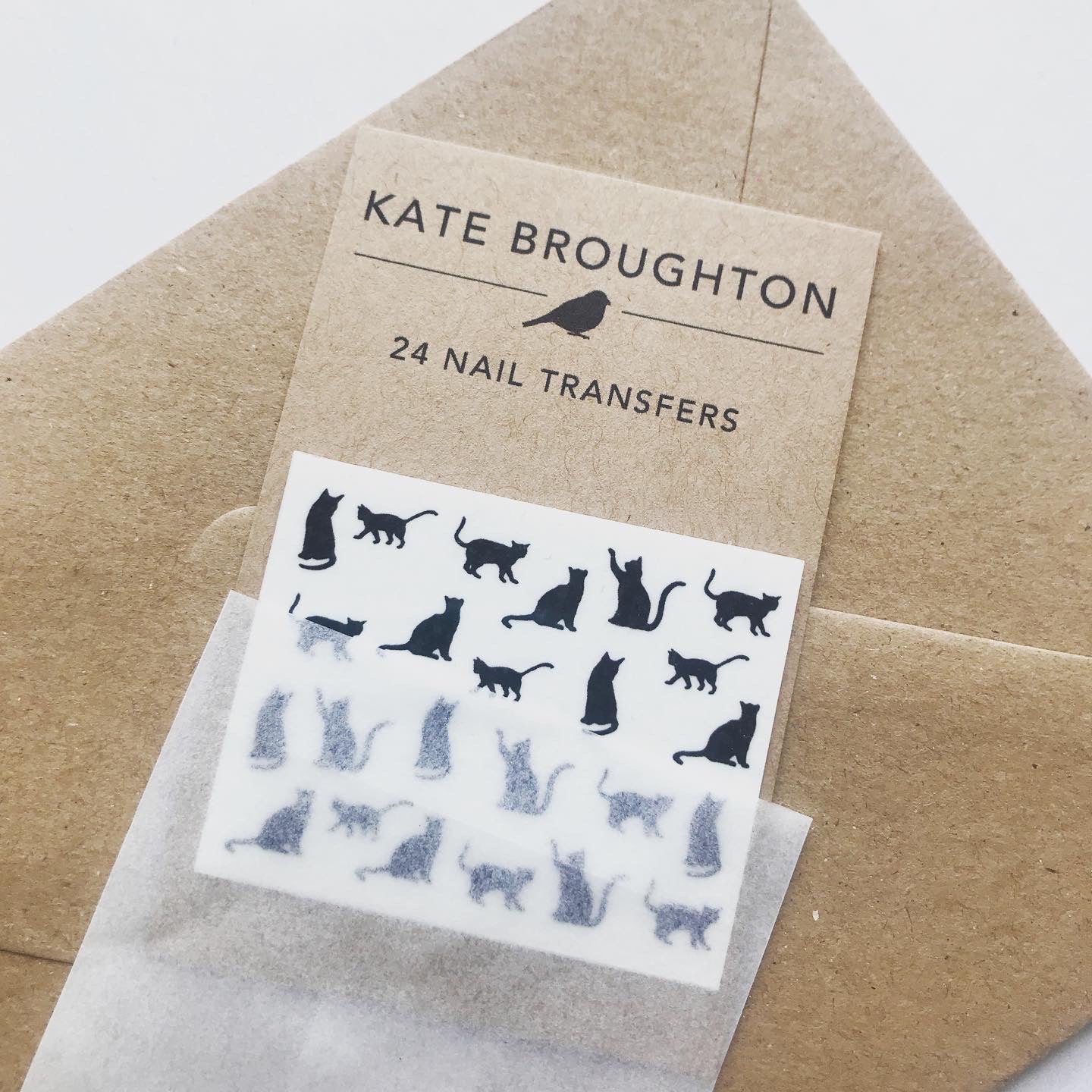 Cat Nail Art Transfers -in paper packet with recycled label - by Kate broughton