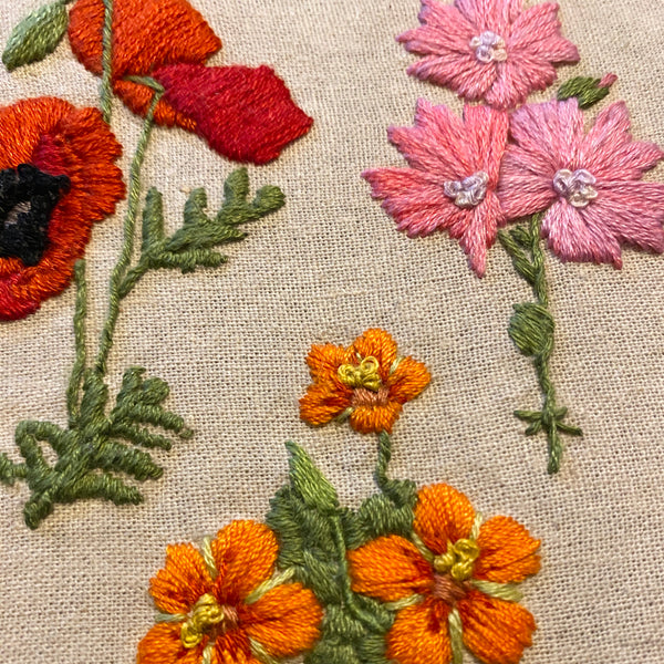 Poppy 'stick and stitch' embroidery design