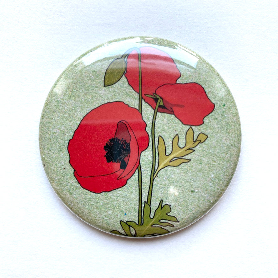 Poppy wild flower pocket mirror