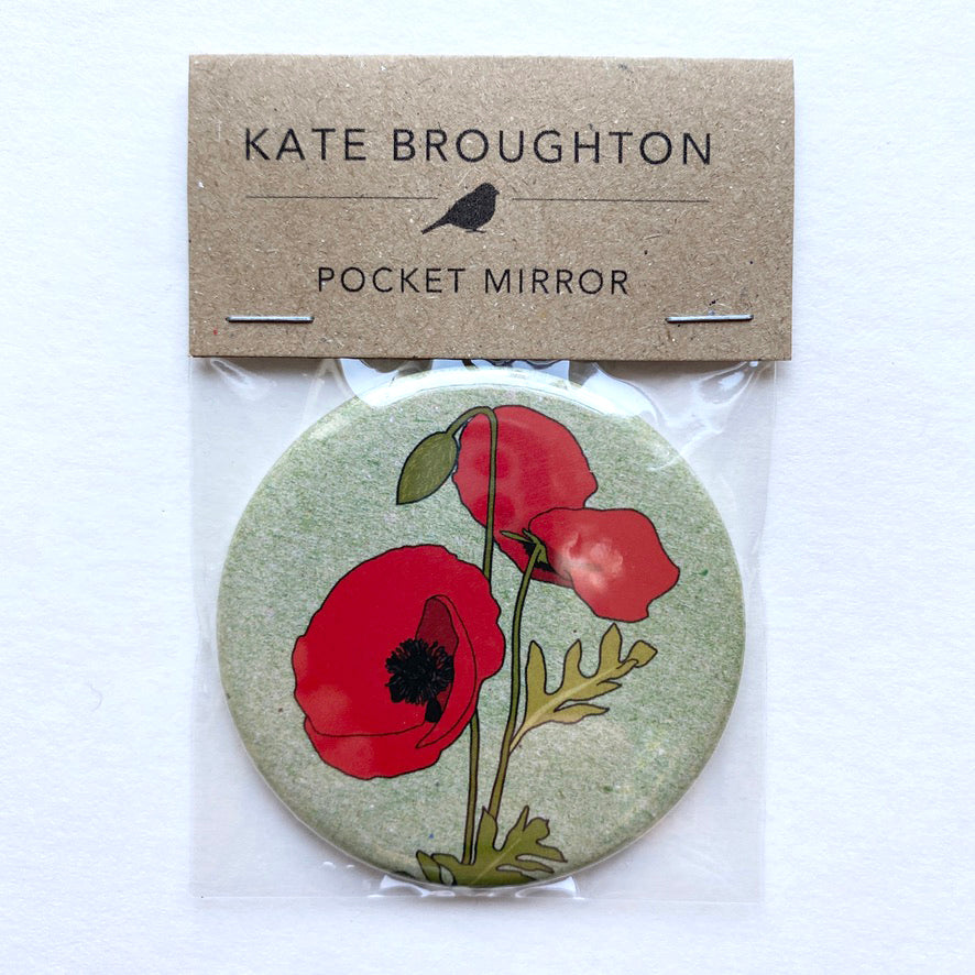 Poppy wild flower pocket mirror